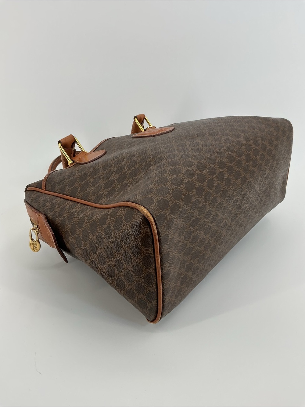 Celine Vintage Macadam Boston 35 Brown Monogram Leather Handbag - Picture 6 of 15